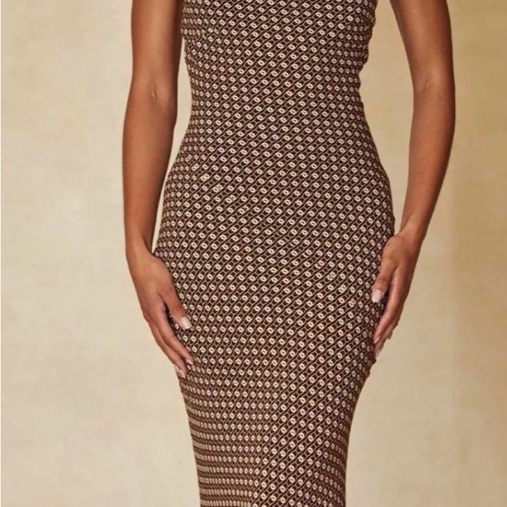 Monday Swimwear Brown Geometric Maxi Dress